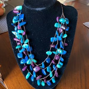 Exotic Colorful Threaded Stone Necklace.